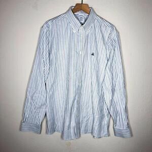 Brooks Brothers Men's XL White Blue 100% Cotton Striped
